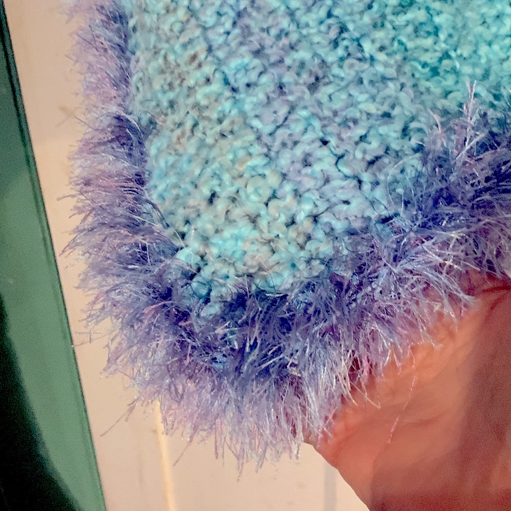 NOT FOR SALE OOAK Poncho with eyelash yarn trim - Picture 2 of 7